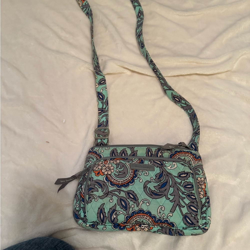 Vera Bradley Crossbody Bag - Teal and Gray Paisley